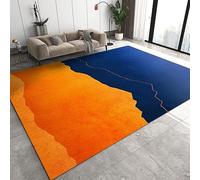 TEMLAN Tapis Salon Orange Bleu Dégradé Tapis DéCoratif Peinture à l'huile D'oranger pour Les salles de réunion, la Chambre à Coucher, Le Bureau et Le Salon 120 x 180 cm