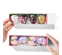TEMLQPACK Lot de 25 boîtes à fraises recouvertes de chocolat rose pour 4, boîtes à macarons pour 8, longues boîtes à friandises pour truffes, biscuits, minerais, bombes au chocolat et cacao et boules