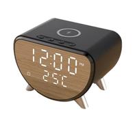 Témnaute-alarme Au Chevet - Réveil En Bois Avec Charge Sans Fil | Horloge De Bureau À LED Numérique En Bois Pour Chambre, Réveil Pour La Chambre, Chargeur De Téléphone À Horloge Numérique Multifonctio