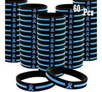 Temogole Lot de 60 bracelets de sensibilisation au cancer de la prostate - Accessoires en vrac - Ruban de sensibilisation à la santé et à la SLA - Unisexe - Bleu clair