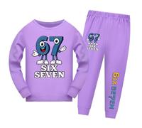 Temolie 67 Meme Ensemble de vêtements pour garçons et filles Six Seven Numéro 6 7 Noël Haut à manches longues et pantalon 2 pièces Survêtement pour enfants Streetwear, violet, 7-8 ans