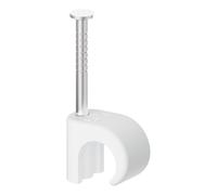 TEMOLink Colliers de câble, 100 pièces colliers à clou, 5-7 mm, acier inoxydable 304, gestion de câbles pour téléphone et câbles Ethernet, câbles d'alimentation, tuyau, blanc