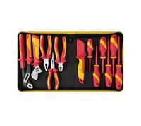 Temolink VDE Kit d'outils d'électricien 1000 V 12 pièces avec tournevis, pinces, couteau d'électricien et clé à molette avec sac de rangement noir