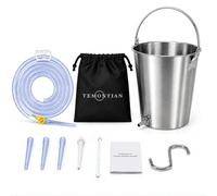 TEMONTIAN Kit Seau de Lavement Inox 1,9 L pour Lavement Intestinal | Kit réutilisable de 1,9 L avec 5 embouts pour lavement intestinal, nettoyage du côlon et usage à domicile.