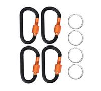 TEMOOUES 4pcs Aluminium Alliage Verrouillage Carabiners avec des Anneaux Clés Carabiner D Anneaux Clif Clé Spring Snapping Hame