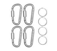 TEMOOUES 4pcs Aluminium Alliage Verrouillage Carabiners avec des Anneaux Clés Carabiner D Anneaux Clif Clé Spring Snapping Hame