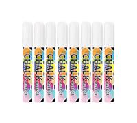 TEMOOUES 8 Pcs Marqueur De Craie Avec Pente Réversible De 6 Mm Stylo Craie Effacée Pour Tableau Vitre Tableau