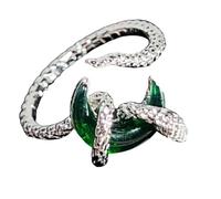 TEMOOUES Bagues ouvertes inspirées du serpent à la mode avec accent de lune, accessoire portable pour vêtements décontractés polyvalents, tenues élégantes, bagues de lune serpent