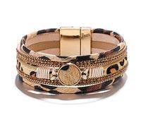 TEMOOUES Bracelet délicat avec imprimé léopard pour femme, chaîne brillante, bijoux de couple, cadeaux de festival, bracelets de cheville pour femmes