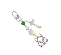 TEMOOUES Chaîne Mobile En Perles De Chat Adorable Pendentif Déclaration Mode Texture En Alliage Ornement Clé Élégant Pour Un Usage Quotidien Et Fête Décoration D'appareil Photo Artistique