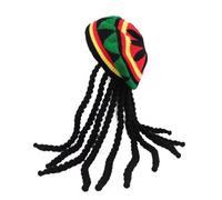 TEMOOUES Chapeau de perruques tressées Reggae populaire pour adulte Crochet Dreadlocks Cosplay Fête Hiver Automne Chaud Bonnet tricoté sans bord Jamaïque Chapeau