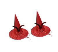 TEMOOUES Chapeau de sorcière élégant en velours avec ruban coloré pour Halloween, fête costumée, Halloween, jeu de rôle chapeau avec fleur de gaze