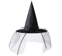 TEMOOUES Chapeau de sorcière en dentelle - Accessoire de costume d'Halloween pour fête costumée - Accessoire de fête