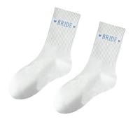 TEMOOUES Chaussettes de mariage pour demoiselle d'honneur, accessoires essentiels pour fête prénuptiale, chaussures confortables en coton doux pour une journée spéciale, Mots bleus de la mariée