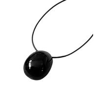 TEMOOUES Collier à pendentif ovale géométrique moderne, longueur réglable, chaîne de pull élégante, parfait pour un usage quotidien, bijoux de cou simples