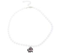 TEMOOUES Collier de perles d ' imitation élégant, pendentif cœur/croix/chats, ras du cou réglable, mode féminine, collier chrétien