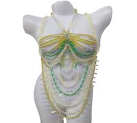 TEMOOUES Collier De Perles Fait À La Mode Ras Du Cou En Acrylique Chaîne De Corps Unique Bijoux Avec Glands Collier Ras Du Cou À Breloque