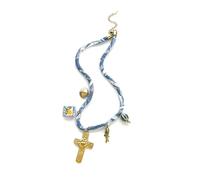TEMOOUES Collier en corde léger avec pendentif croix métallique empilable unisexe accessoire de mode collier cordon multi-brins, taille unique, Comme décrit, Comme décrit.