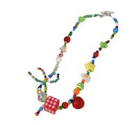TEMOOUES Collier Unique Avec Perles Colorées Et Breloque Étoile Nœuds Papillon Ras Du Cou Perlé Accessoires De Bijoux Pour Femmes Collier Léger
