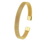 TEMOOUES Élégant bracelet en acier inoxydable en forme de C avec maille respirante, tendance, unisexe en forme de C, bijoux pour adultes, bracelet moderne en acier inoxydable pour un usage quotidien
