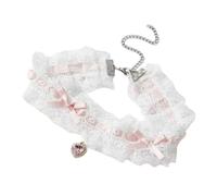 TEMOOUES Élégant collier ras du cou en alliage avec nœud en dentelle et cristaux pour femme, cadeau pour femme, bijou de clavicule, taille unique, Comme décrit, Comme décrit.