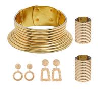 TEMOOUES Ensemble De Colliers Influencés Par La Tribu Contemporaine À Long Cou Ensemble Ras Ethnique Unique En Finition Or/argent Chaîne À La Mode Collier Ras Du Ethnique