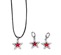 TEMOOUES Ensemble Streetwear Tendance Composé D'oreilles Et De Colliers En Forme D'étoile Chaîne De Cou Et Crochets Uniques Ornement Pendentif Étoile Ras Du Cou Accessoires De Boucles D'oreilles De
