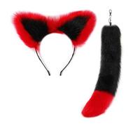 TEMOOUES Foxes Tail Pendant Decorative Ear Hairband Band Ornement Tail Keychain Accessoire De Noël