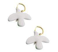 TEMOOUES Longue Chaîne De Pull Multifonctionnelle Avec Pendentif Colombes La Paix Blanches Boucles D'oreilles Pendantes À La Mode Pour Un Usage Quotidien Élégant Accessoire Mode