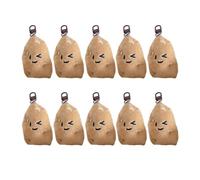 TEMOOUES Lot de 10 pin's en forme de pomme de terre en forme de pomme de terre de dessin animé pour sac à main en peluche pour décoration de porte-clés, Peluche/alliage/silicone/cordon