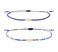 TEMOOUES Lot de 2 bracelets réglables en perles d'inspiration ethnique fabriqués à la main avec perles tissées à la main, One Size, Comme décrit