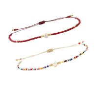 TEMOOUES Lot de 2 bracelets réglables en perles d'inspiration ethnique fabriqués à la main avec perles tissées à la main, One Size, Comme décrit