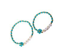 TEMOOUES Lot de 2 bracelets sophistiqués élégants en forme de cœur et de fleurs empilables avec carte pour femme, bijoux, cadeaux, motif floral, taille unique, Comme décrit