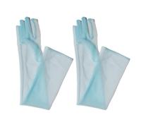 TEMOOUES Lot de 2 gants transparents longueur coude - Moufles tendance - Pour mariage et soirée - Mailles transparentes, Bleu ciel clair, D