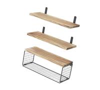 TEMOOUES Lot de 3 étagères murales flottantes en bois pour salle de bain et toilettes - Design efficace - Économie d'espace - Organisation de la maison