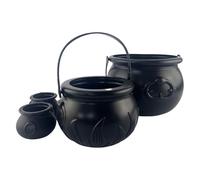 TEMOOUES Lot de 4 bouilloires pour chaudron de sorcière pour le stockage de bonbons, décorations d'horreur, pots durables pour chaudron de sorcière