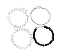 TEMOOUES Lot de 4 bracelets de poignet élégants en perles avec croix pour femme moderne et tendance, taille unique, Comme décrit