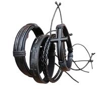 TEMOOUES Lot de 4 bracelets en cuir faits à la main multicouches pour poignet texturé, cadeau pour femme et homme, taille unique, Comme décrit