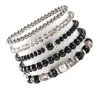 TEMOOUES Lot de 5 bracelets extensibles uniques en perles de cristal étincelantes pour bracelets de perles faits à la main, taille unique, Comme décrit