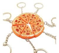 TEMOOUES Lot de 7 colliers/porte-clés tendance avec breloque pizza fantaisie, accessoire accrocheur pour cadeaux sur le thème de la nourriture