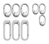 TEMOOUES Lot de 9 Attaches de Bijoux de Forme Ovale, Anneaux à Ressort faciles à Utiliser pour Colliers et Bracelets, Composants de Fabrication de Bijoux, Attaches de Collier