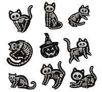 TEMOOUES Lot de 9 écussons de réparation brodés thermocollants en forme de tête de mort pour vêtements, chapeaux, jeans, chaussures, sacs