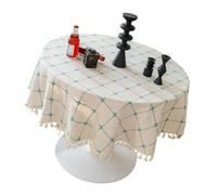 TEMOOUES Nappe ronde avec fond antidérapant en mélange de polyester et coton - Diamètre : 140 cm - Design simple - Différents paramètres - Nappe ronde