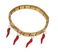 TEMOOUES Pendentif coloré avec breloque fruit et piment, bracelet en acier inoxydable pour femmes et filles, accessoire de mode, bijoux de mode italiens, taille unique, Comme décrit