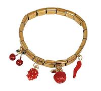 TEMOOUES Pendentif coloré avec breloque fruit et piment, bracelet en acier inoxydable pour femmes et filles, accessoire de mode, bijoux de mode italiens, taille unique, Comme décrit