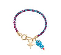 TEMOOUES Pendentif léger en perles avec pendentif étoile poisson porte-bonheur multicolore tissé cadeau symbolique chance espoir chaîne de poignet, taille unique, Comme décrit