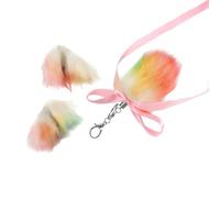 TEMOOUES Pendentif Queue D'animal Étui De Téléphone Parure Chats Oreille Pince À Cheveux Mode Porte-clés Doux Porte-clés Coloré Clé Pendentifs Clé Décoration