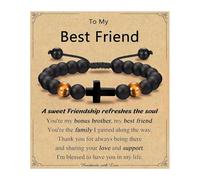 TEMOOUES Perle réglable en forme de croix pour garçon, baptême, confirmation, communion, cadeau avec boîte cadeau pour filleul, fils, petit-fils, artisanat, communion, taille unique, Comme décrit