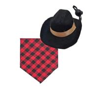 TEMOOUES Petit Animal De Compagnie Homburg Chapeau Triangle Hamster Mouchoirs Réglable Cravate pour La Mode Vêtements pour Animaux De Compagnie Halloween Tenue Accessoires Lapin Cowboy Costume