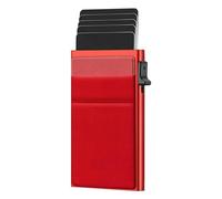 TEMOOUES Petits organiseurs de cartes protégés en aluminium avec mécanisme de libération rapide, faciles à utiliser pour les voyages d'affaires, protecteur de cartes en métal de qualité essentielle